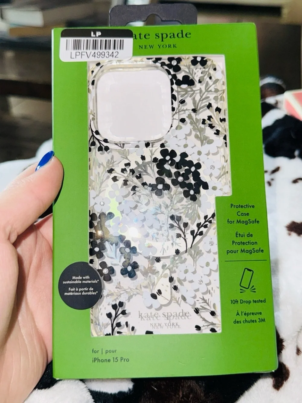 kate spade Black & Clear Floral iPhone 15 Pro MagSafe Case